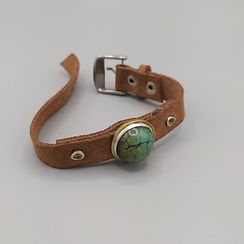 bracelet cuir et turquoise
