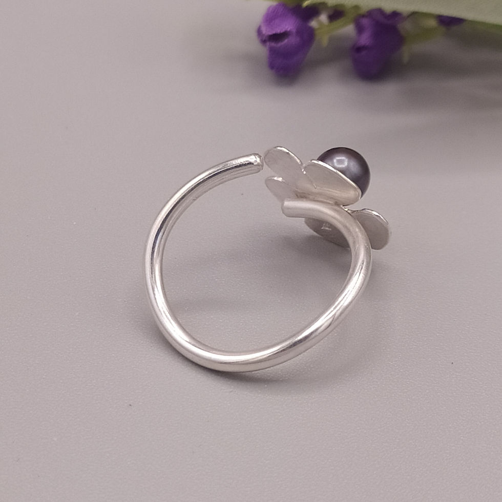 Miniature : Bague argent 925°, perle de culture grise naturelle