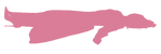 Pink silhouette of a person laying down, against a black background.