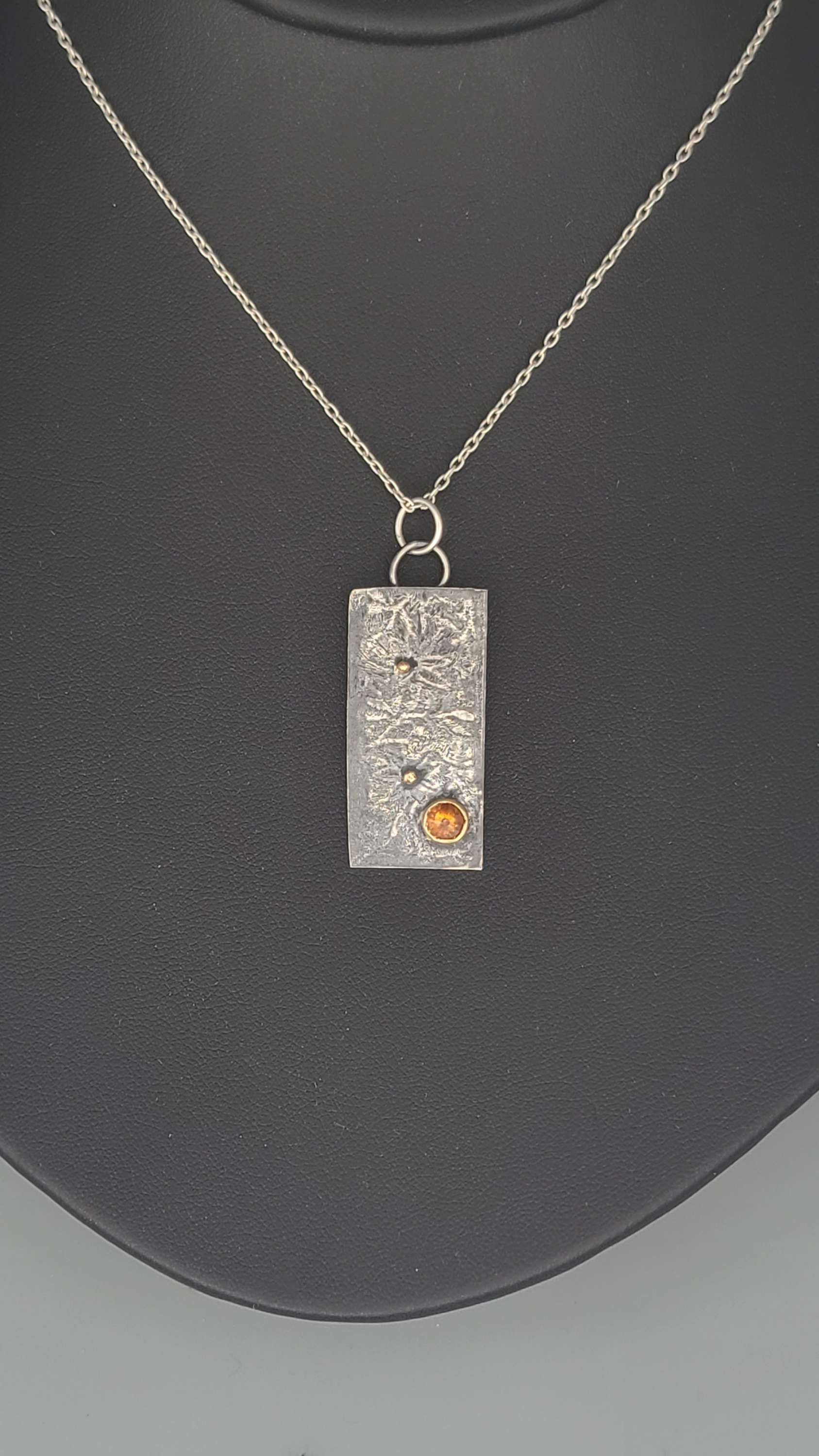 Spessartite, Sterling Silver, & Gold Floral Spessartite Pendant