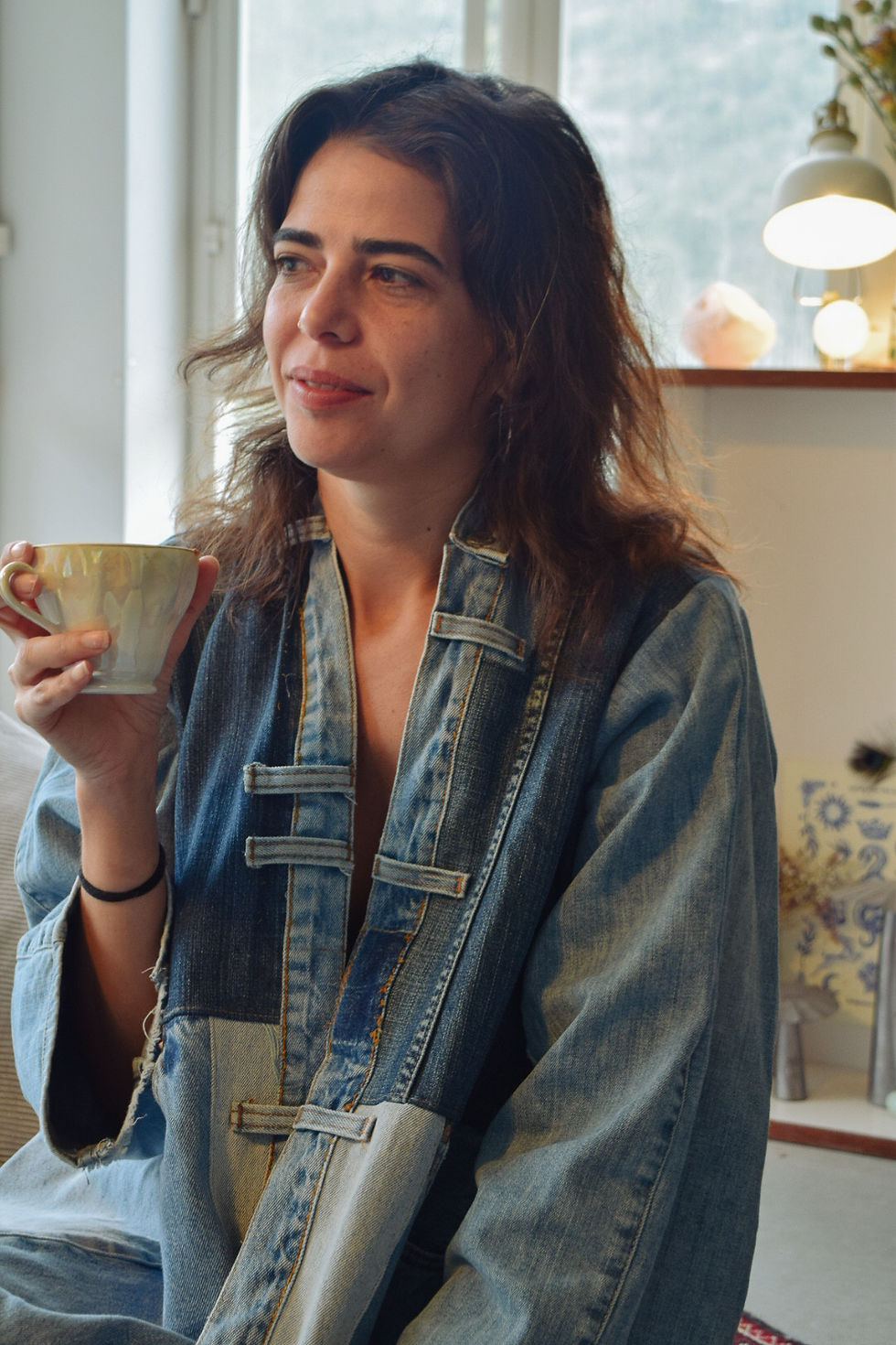 Thumbnail: Upcycled Denim Kimono Jacket