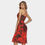 Thumbnail: Crimson Aberration- Women's Bodycon Spaghetti Strap Midi Dress