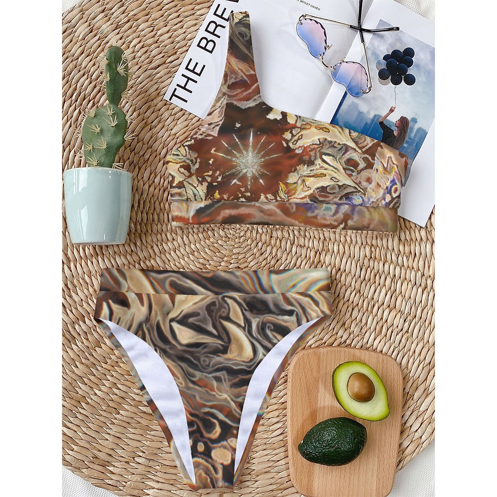 Thumbnail: RÉMINISCENCE FRACTALE- Women's Bikini With Single Shoulder