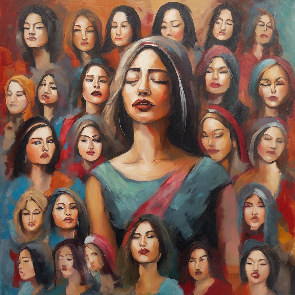 Many women together, sharing their voices.