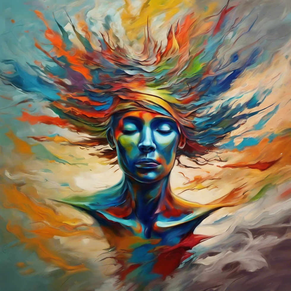 A stylized person experiencing the mind opening power of meditation.