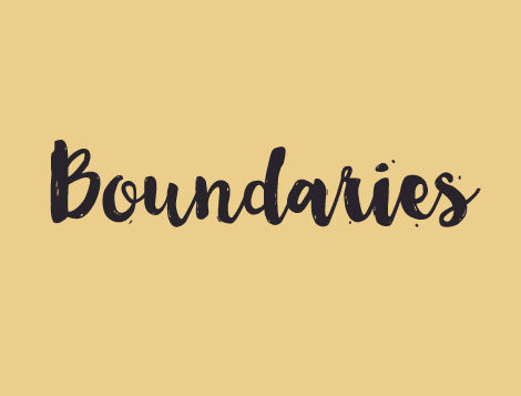 The word Boundaries in black, over a golden background.