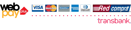 Logos de medios de pago Webpay y tarjetas bancarias