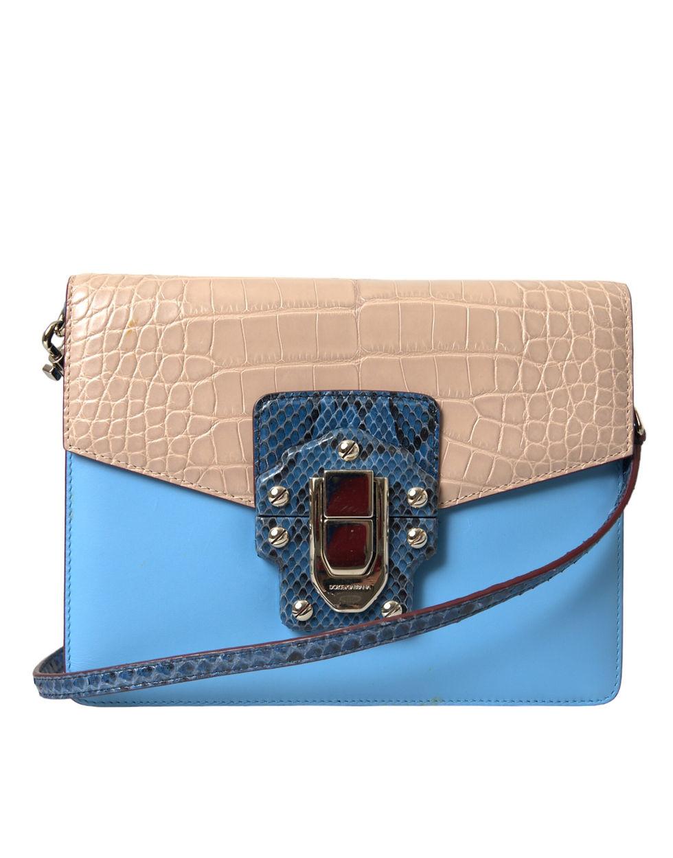 Thumbnail: Blue Beige Exotic Leather LUCIA Crossbody Purse Bag
