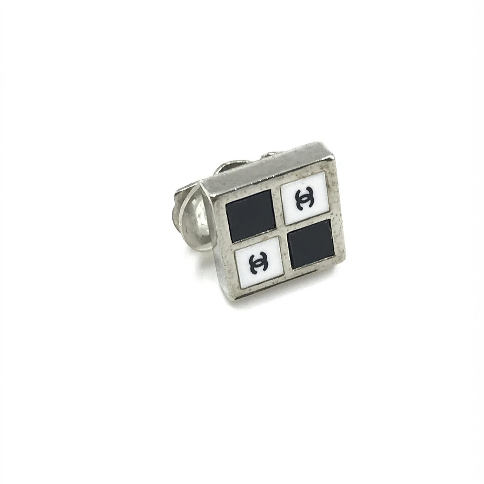 Thumbnail: Coco Mark Earrings Black/White/Silver