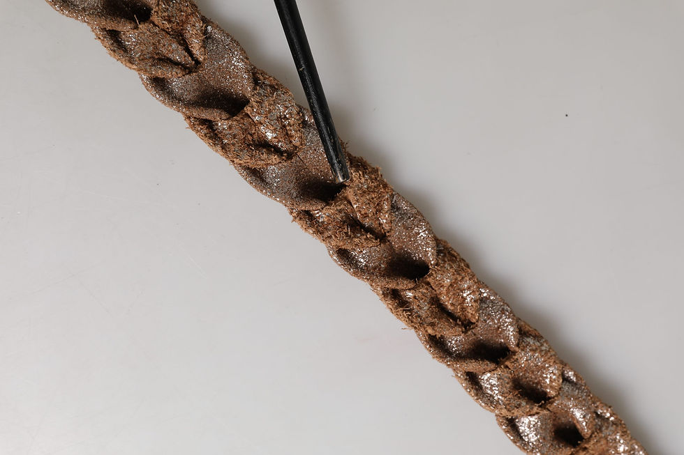 Thumbnail: Brown Leather Braided Metal Buckle Belt