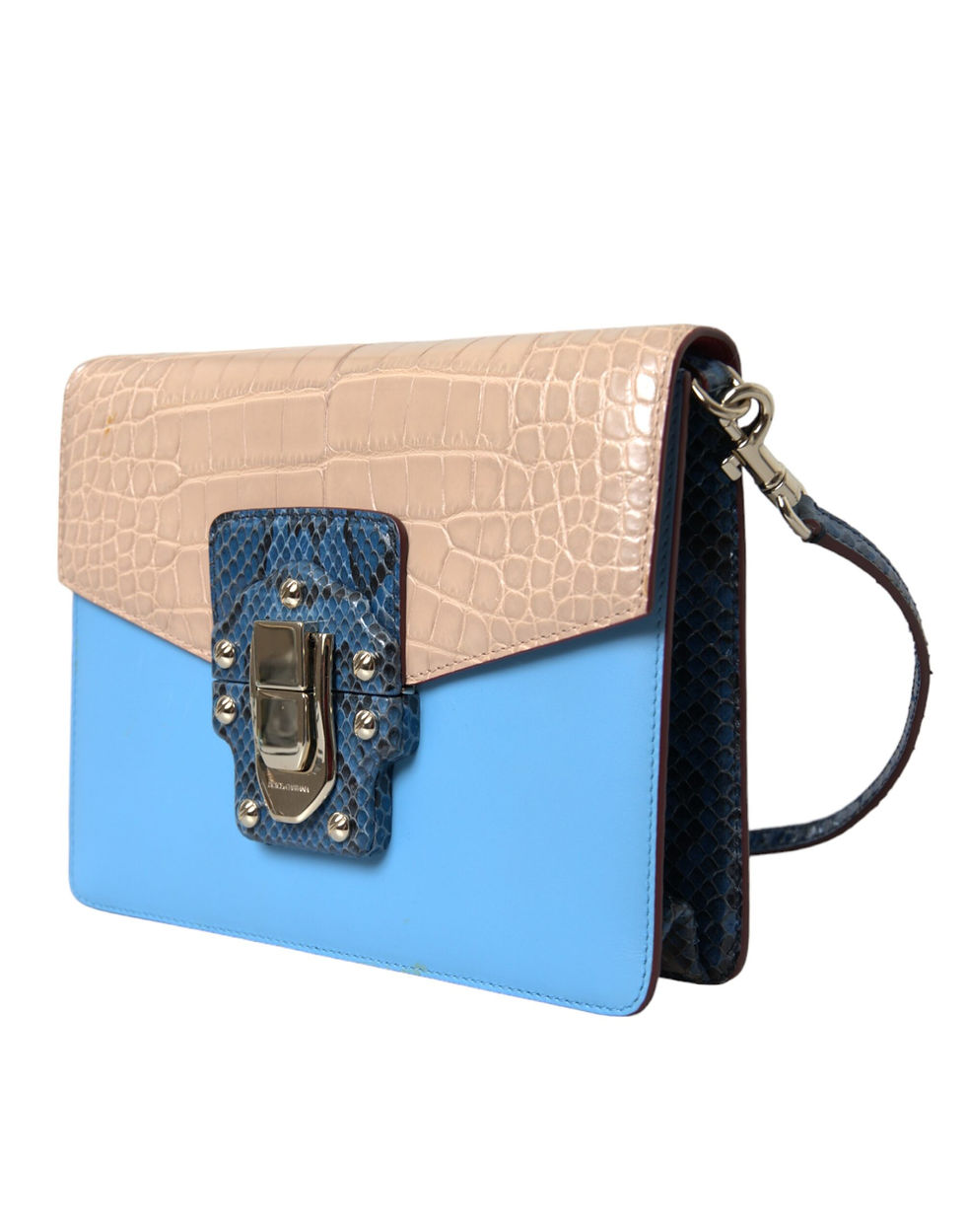 Thumbnail: Blue Beige Exotic Leather LUCIA Crossbody Purse Bag