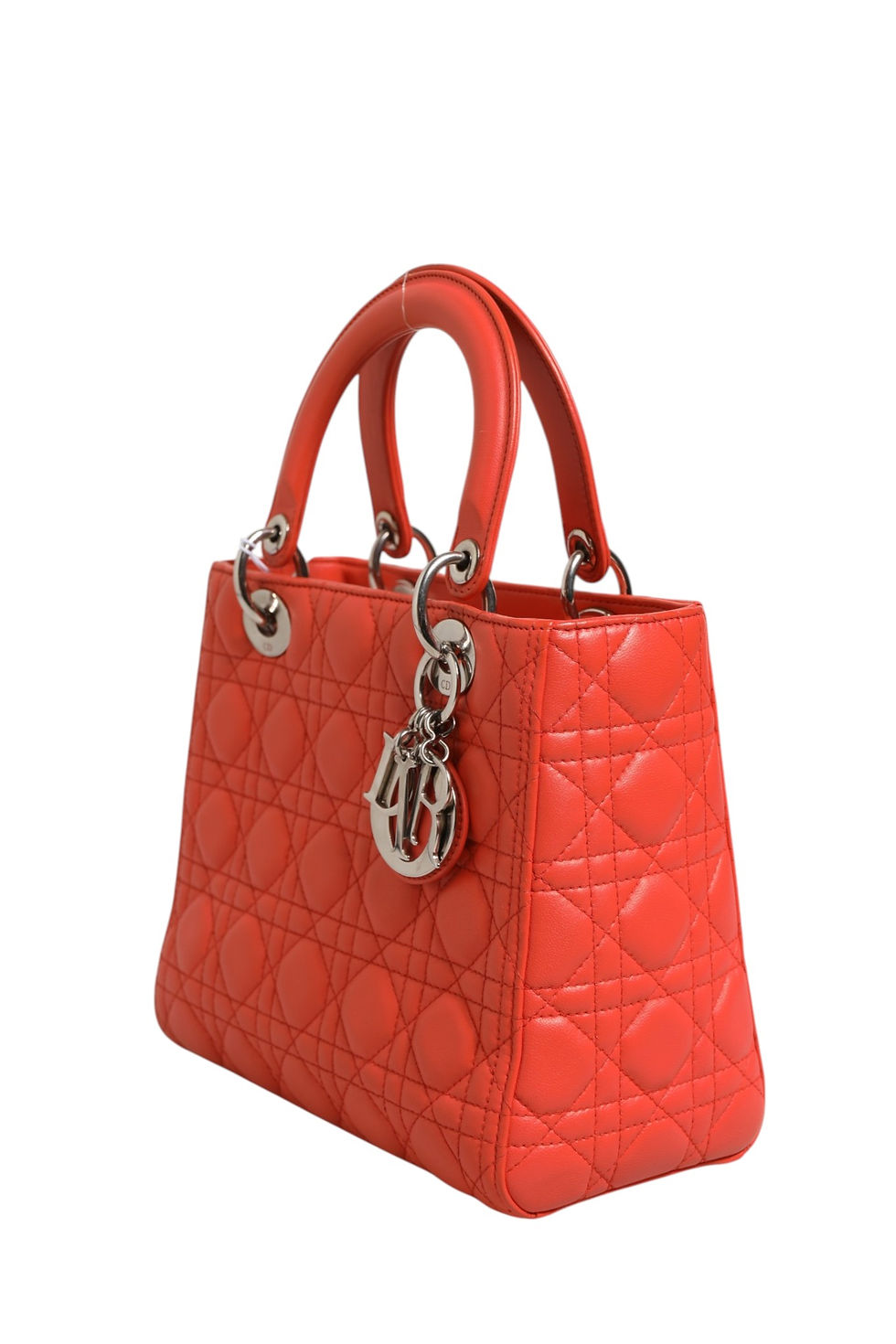Thumbnail: Orange Cannage Lambskin Leather Lady Dior Bag