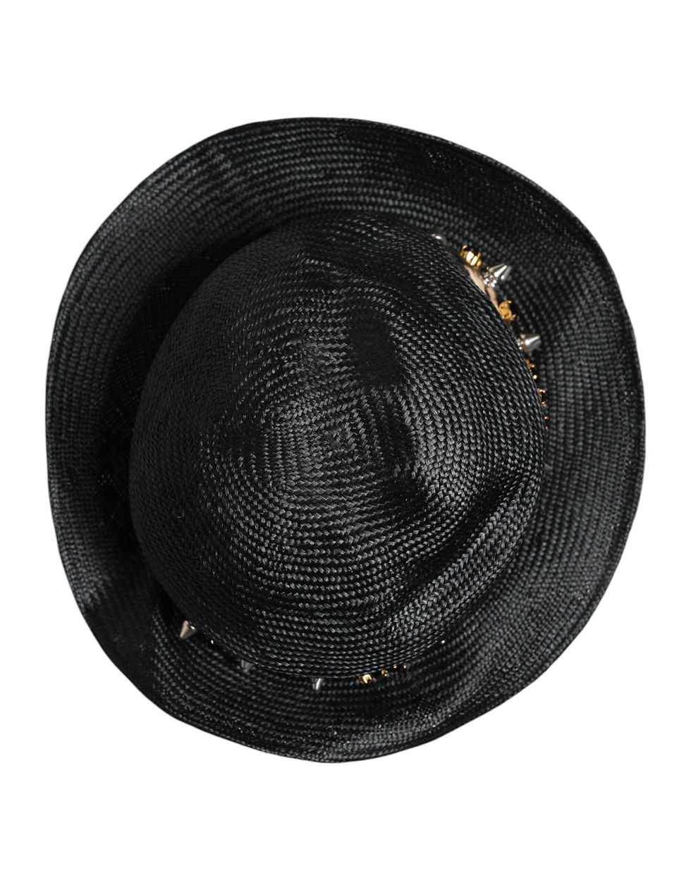 Thumbnail: Dolce & Gabbana Black Straw Crystal Embellished Wide Brim Hat
