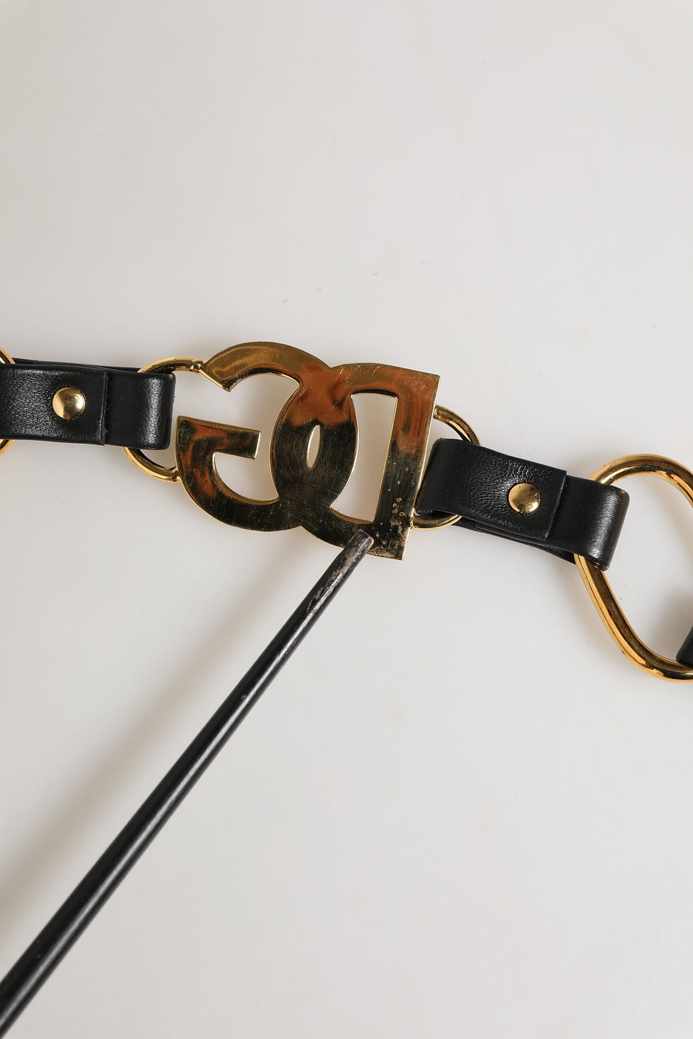 Thumbnail: Black Leather Gold Chain Bag Accessory Shoulder Strap