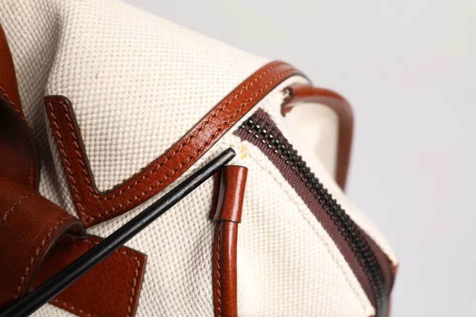 Thumbnail: Beige Brown Canvas Leather EDGE Travel Men Back Pack Bag