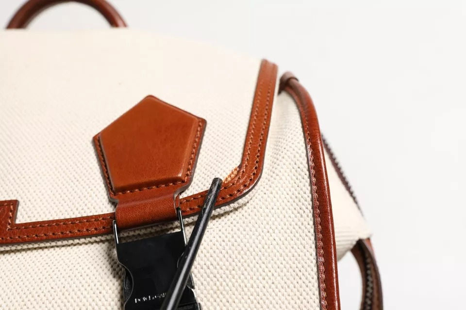 Thumbnail: Beige Brown Canvas Leather EDGE Travel Men Back Pack Bag