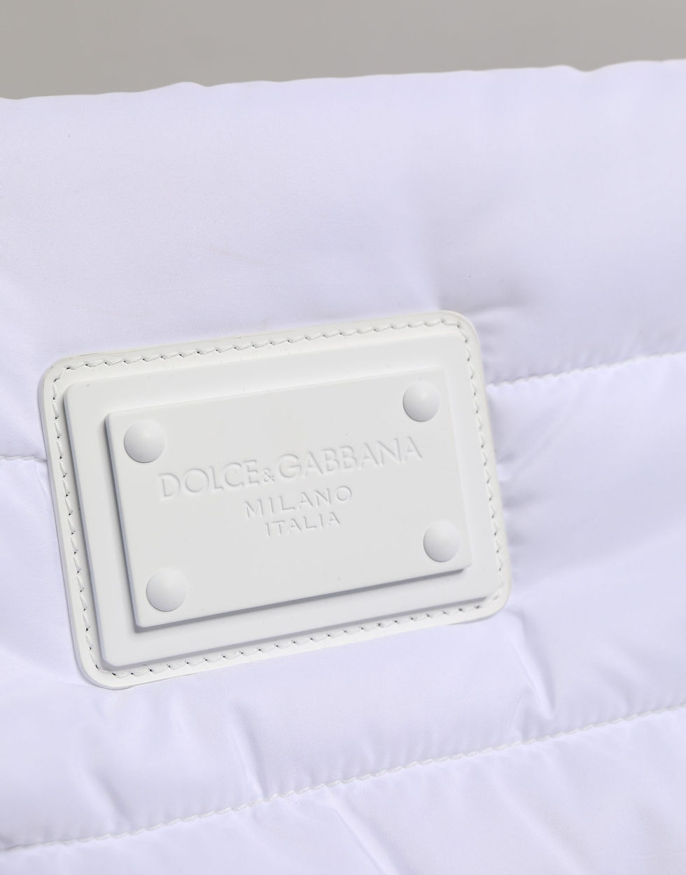Thumbnail: White Logo Plaque Polyester Quilted Shoulder Borse Bag