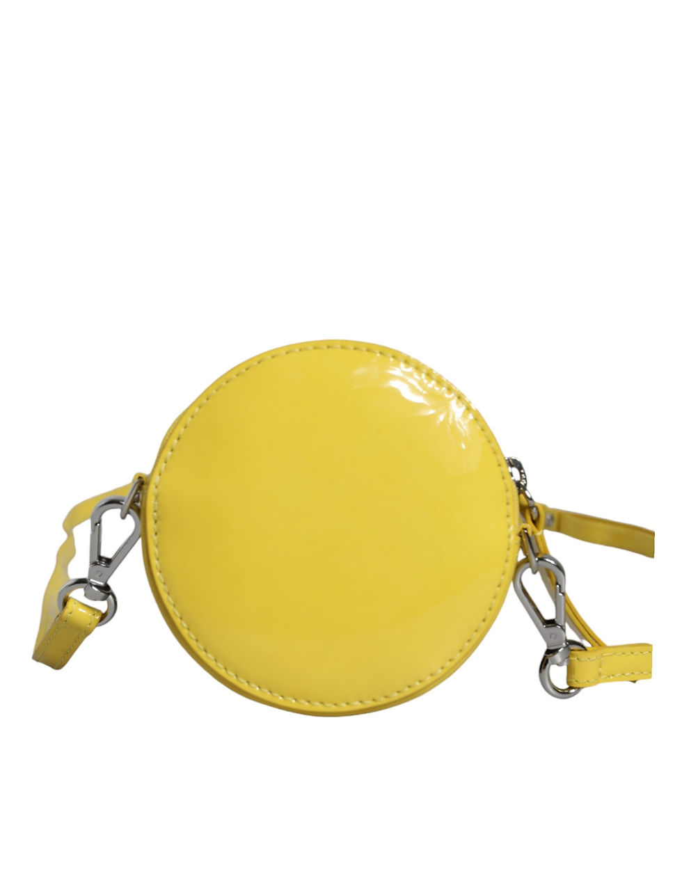Thumbnail: Yellow Leather Logo Crossbody Sling Shoulder Round Bag