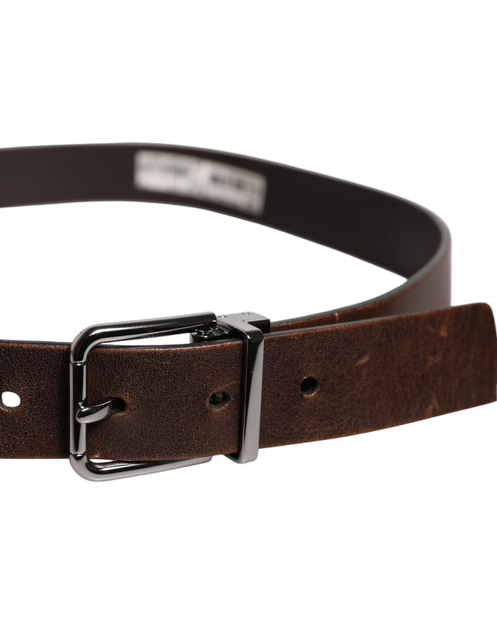 Thumbnail: Dolce & Gabbana Brown Leather Classic Metal Logo Buckle Belt
