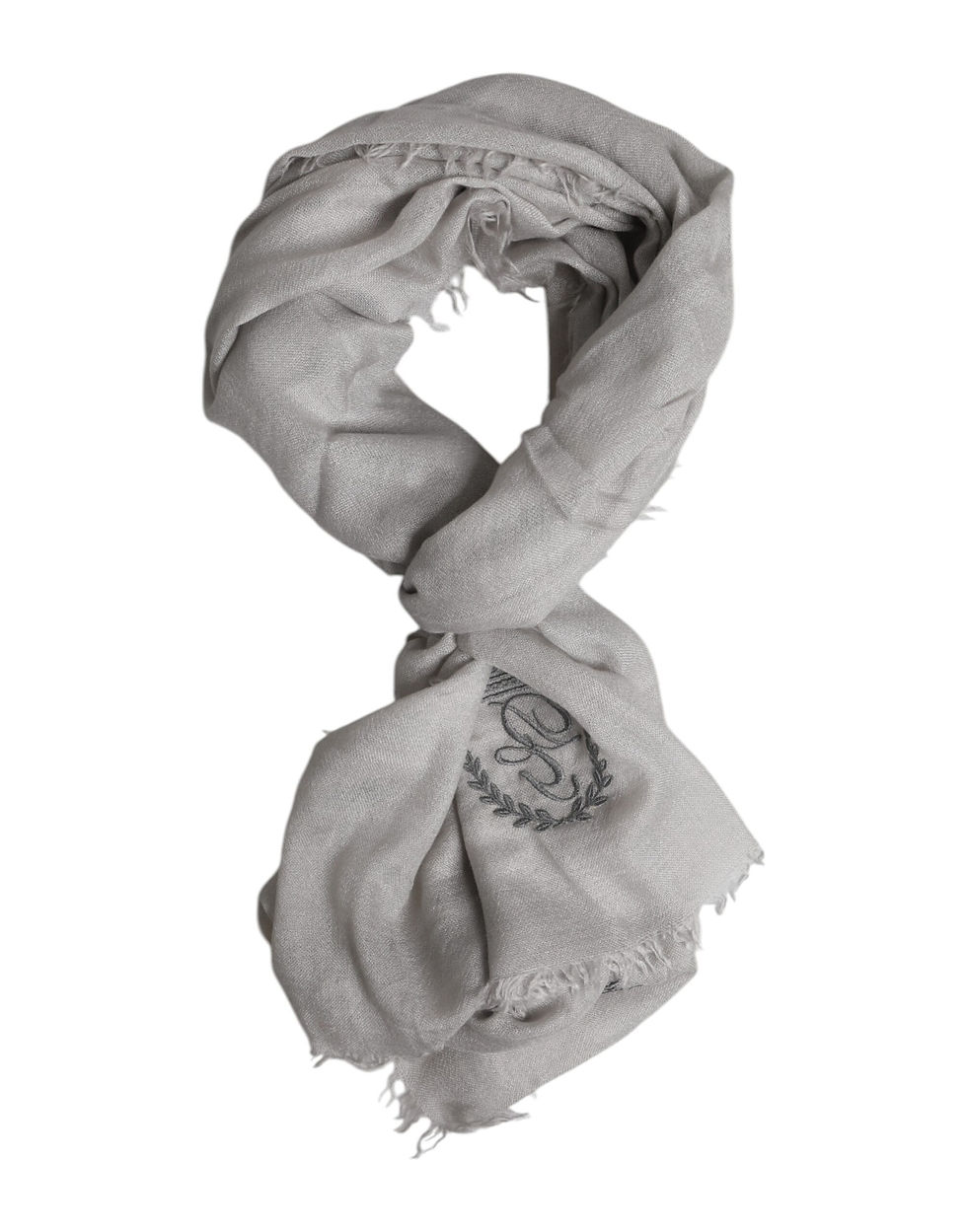 Thumbnail: Gray Cashmere Knit Fringes Neck Foulard 67cm x200cm Foulard Scarf