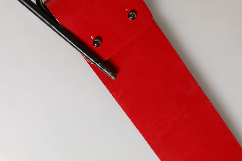 Thumbnail: Red Wide Waist Silver Metal Buckle Belt