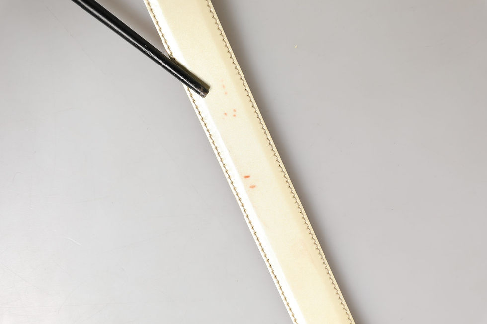 Thumbnail: Beige Leather Logo Waist Women Gold Metal Buckle Belt
