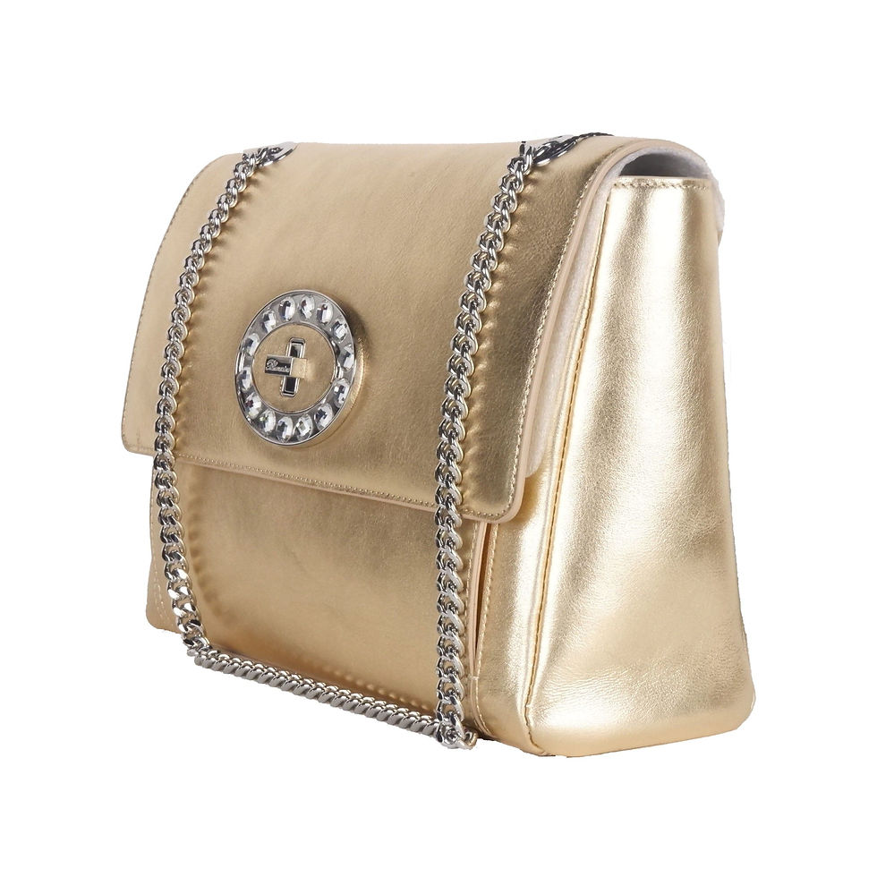 Thumbnail: Blumarine Gold Leather Shoulder Women Bag