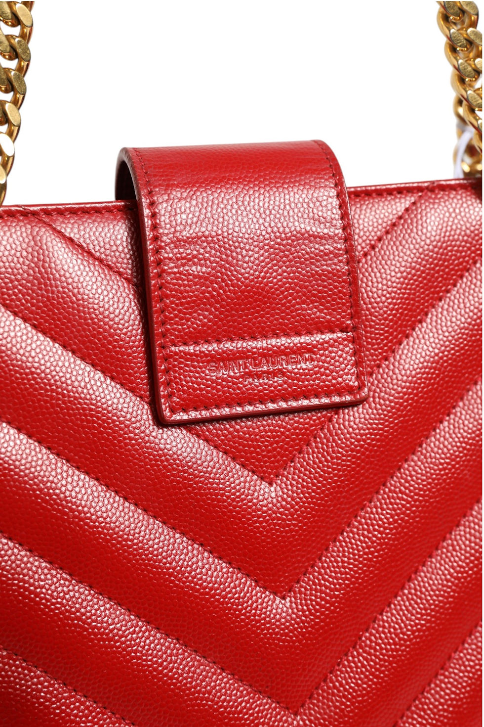 Thumbnail: Red Chevron Quilted Grained Leather Monogram Tote Bag
