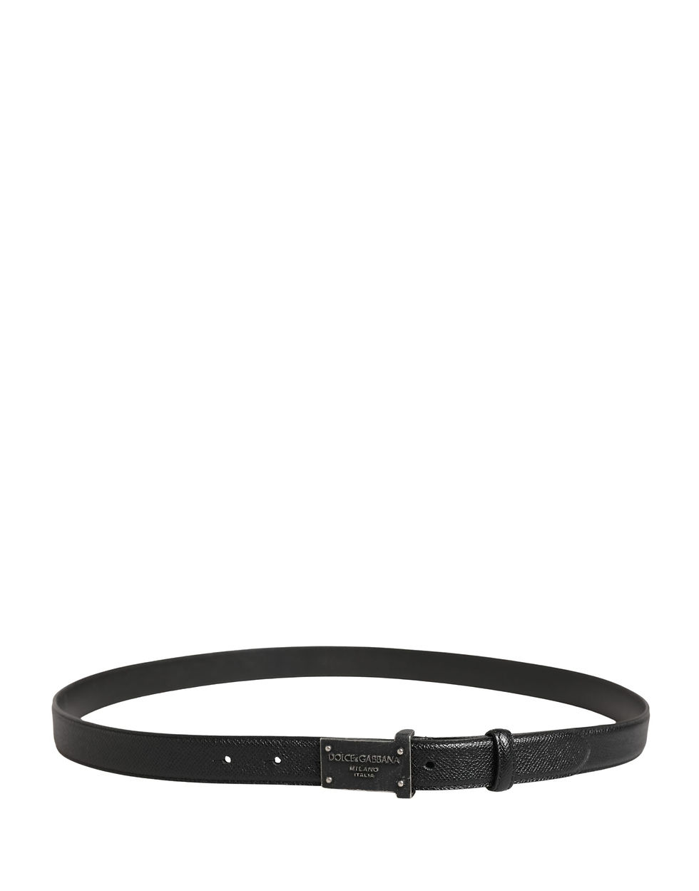 Thumbnail: Men Black Calf Leather Logo Metal Buckle Belt