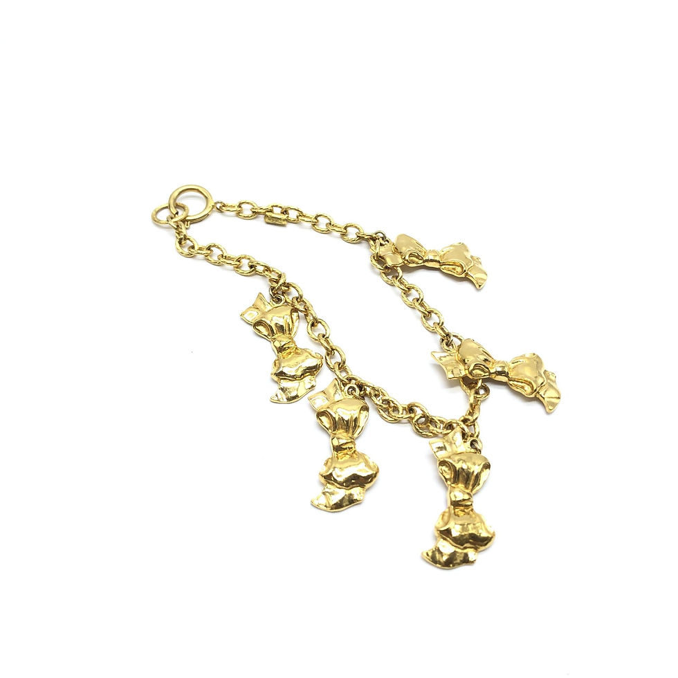 Thumbnail: Gold Plated Chain Necklace With Bow Charms