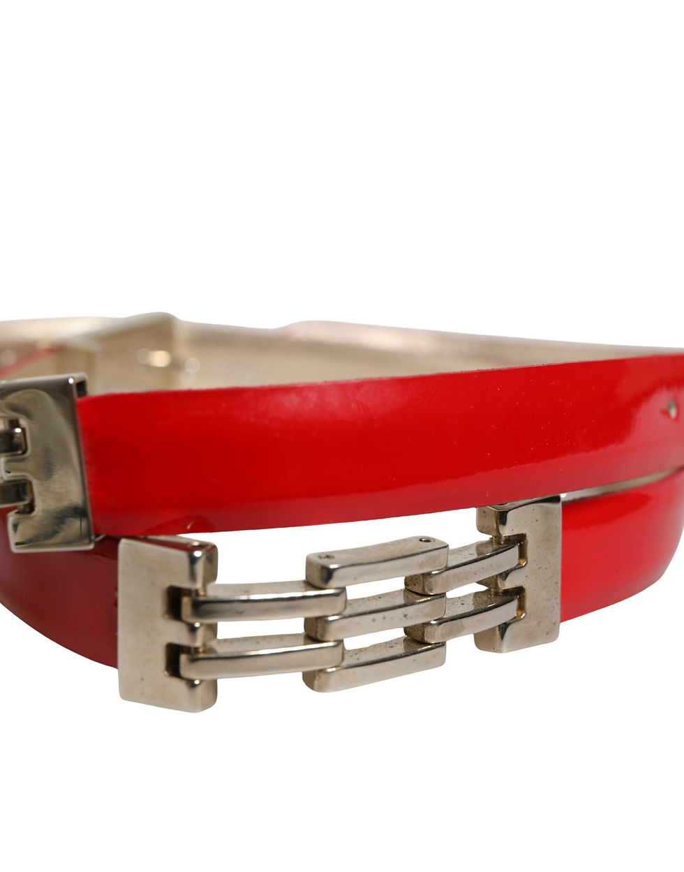 Thumbnail: Red Glossy Leather Metal Buckle Belt