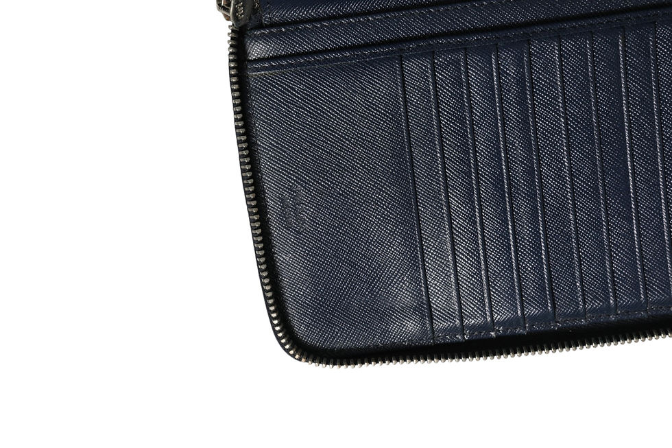 Thumbnail: Navy Oliver Embossed Leather Zip-Around Wallet