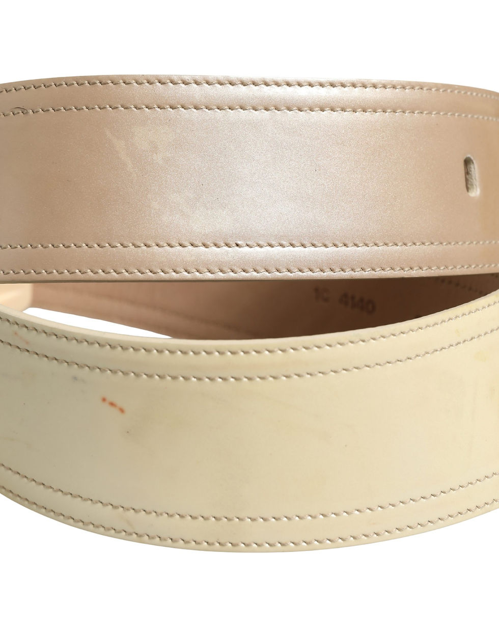 Thumbnail: Beige Leather Logo Wide Waist Women Square Buckle Belt