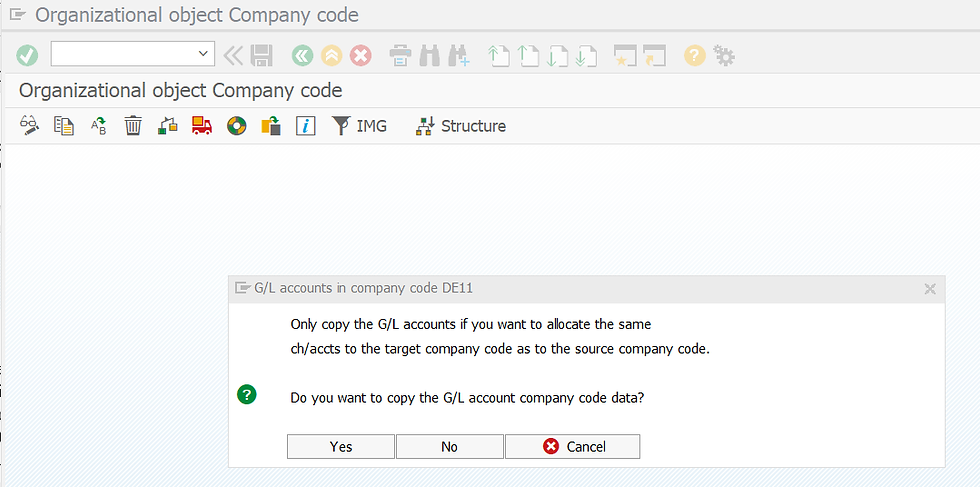 Organizational Object Company Code DE11