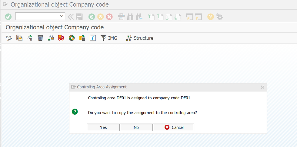 Organizational Object Company Code DE01