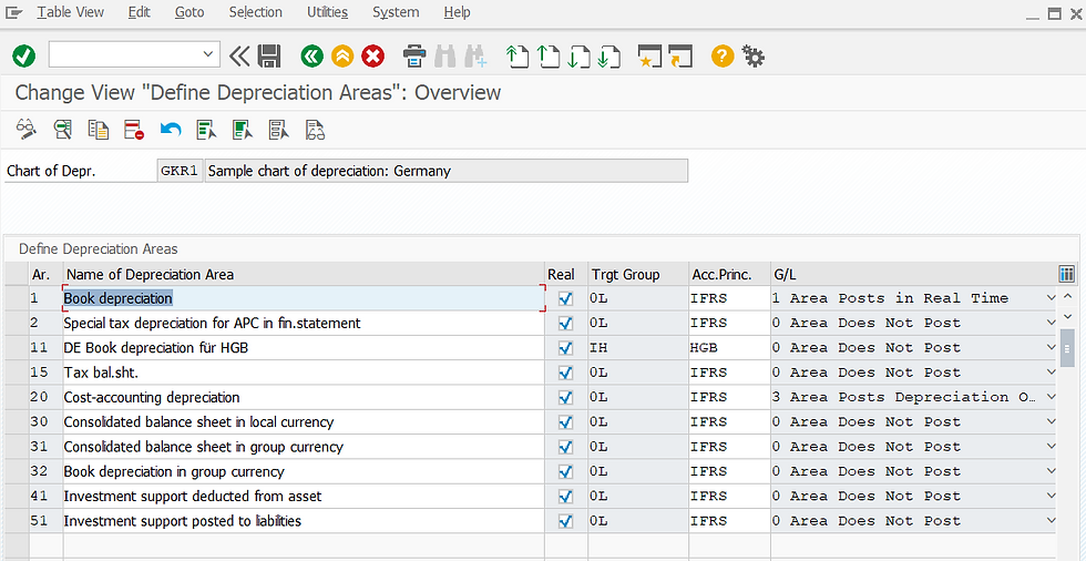 Define Depreciation Areas Book depreciation
