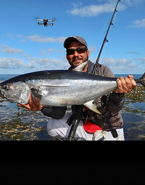 Tuna cought by angler in Australia using a drone with drone sky hook release device.