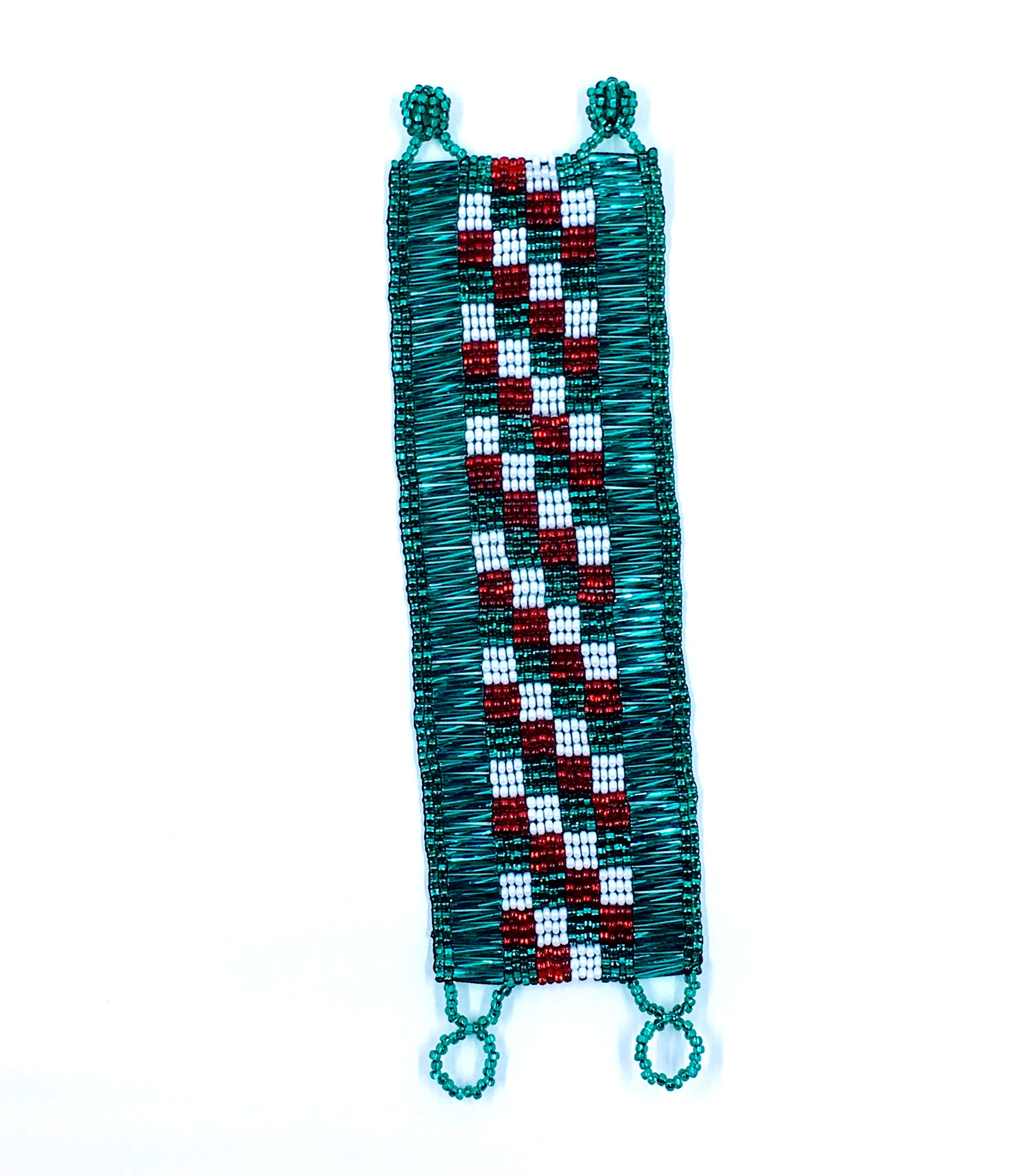 Loom Bracelet Green White and Red