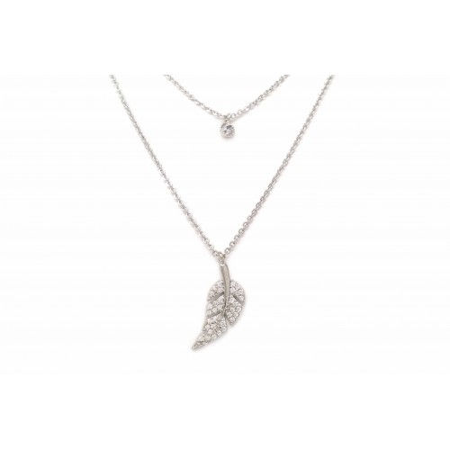 Pave Stud and Leaf Charm Necklace