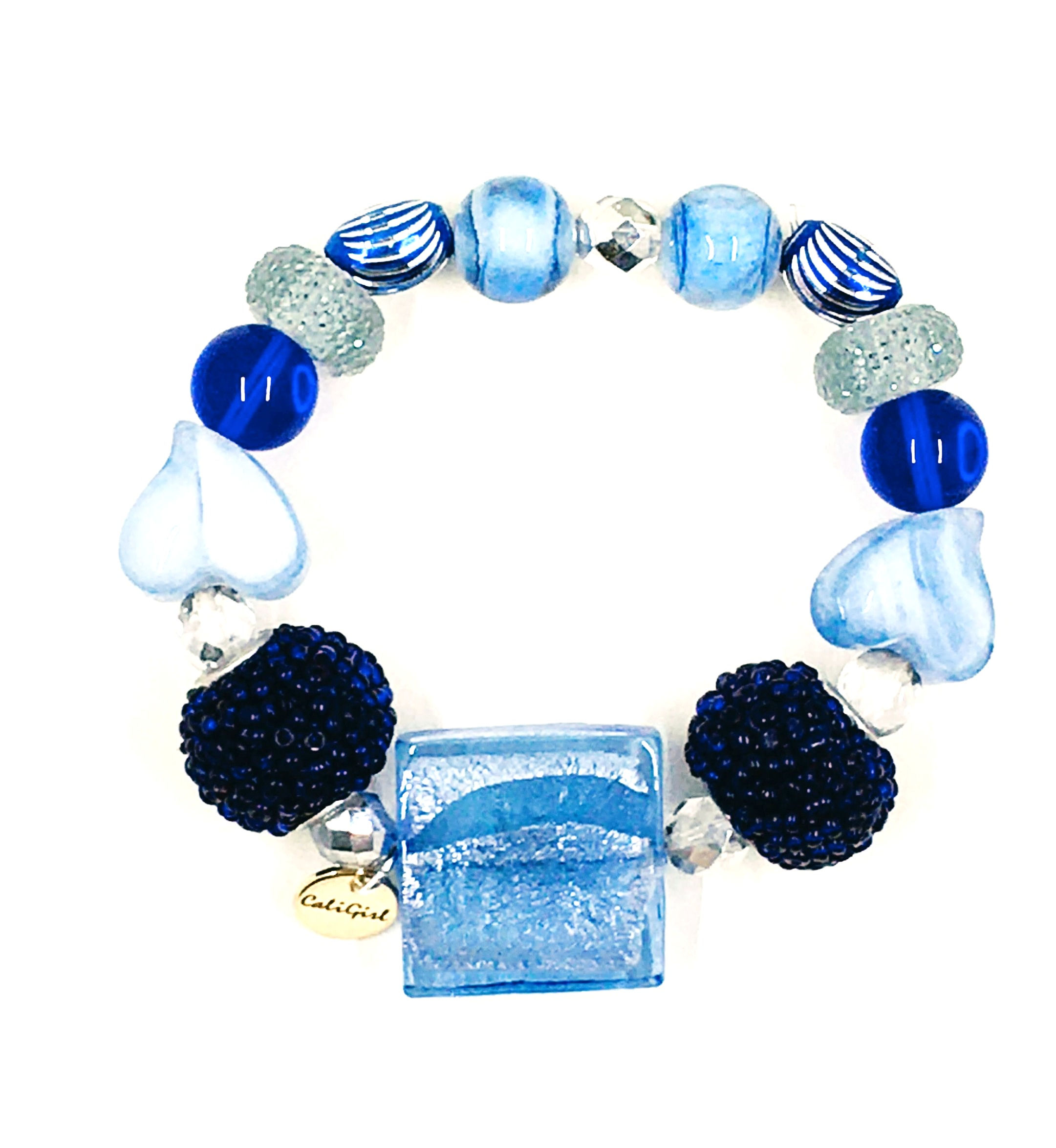 Ice Blue Heart Stretch Bracelet