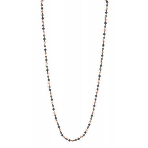 Thumbnail: Grey Hematite Beaded Necklace with Metallic Copper Colored Beads