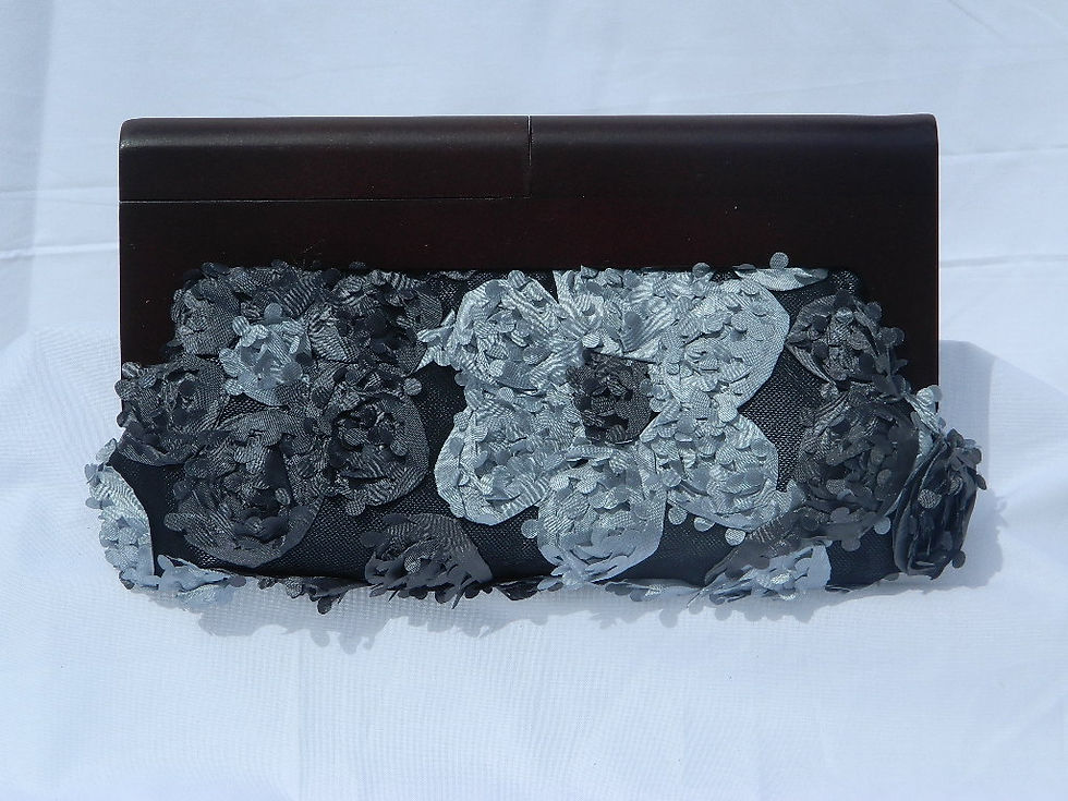Thumbnail: Satin Flower and Wood Clutch