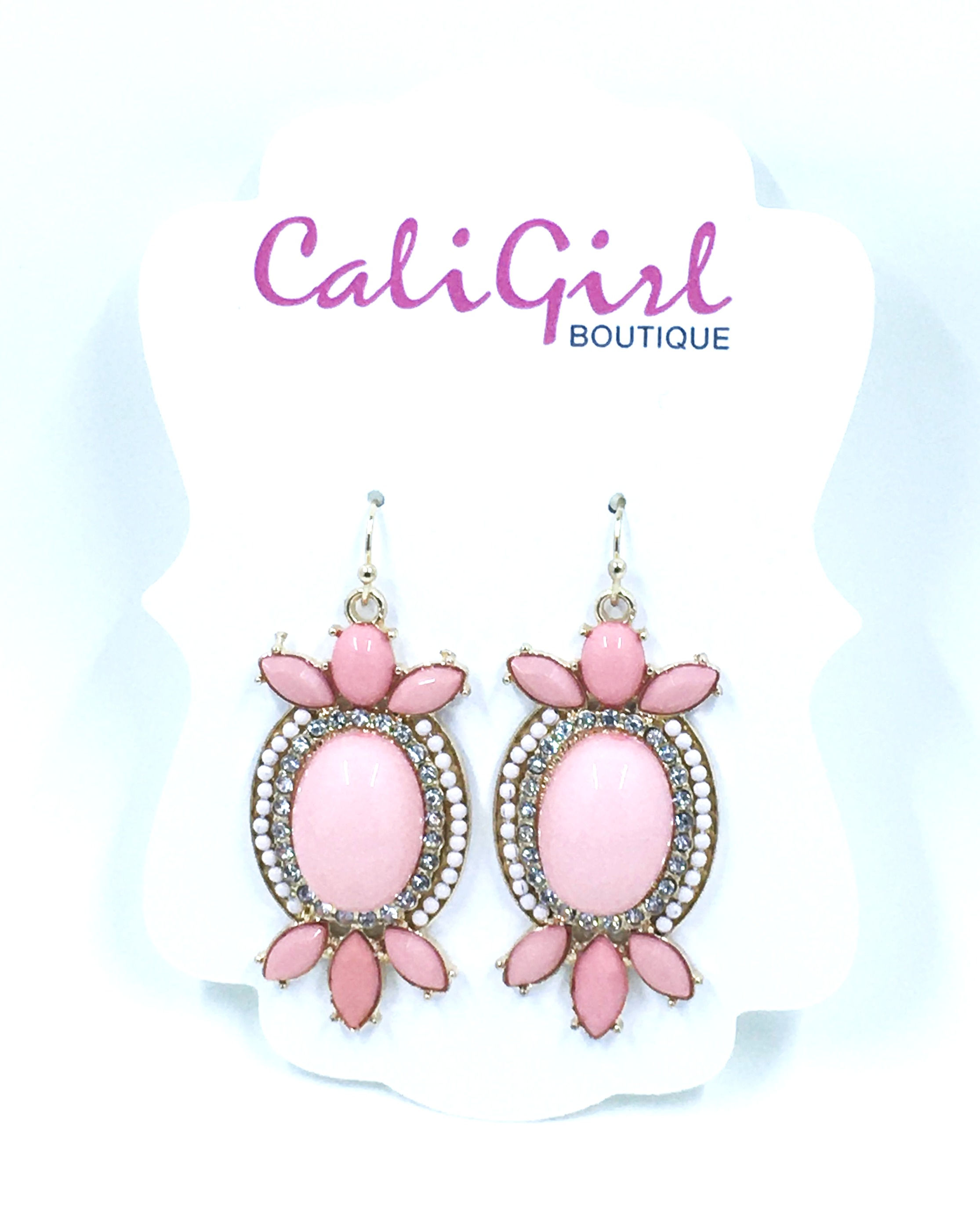 Pink Oval Dangle Earring