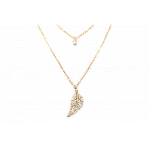 Thumbnail: Pave Stud and Leaf Charm Necklace