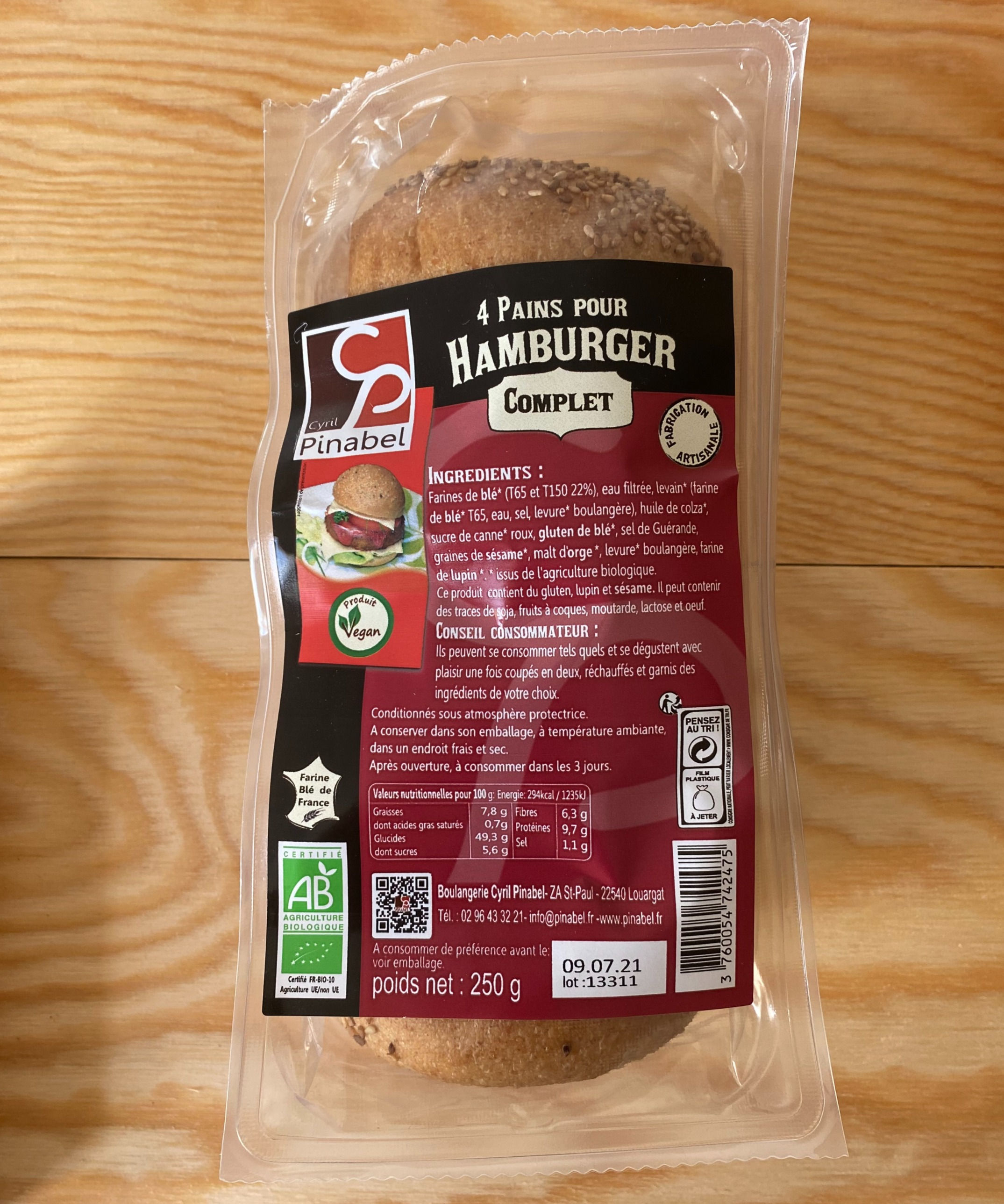 Pain pour Hamburger Complet