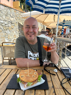 Mike's Aperol spritz and BIG sandwich!