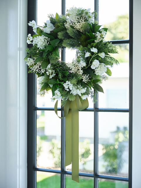 Christmas wreath on internal window