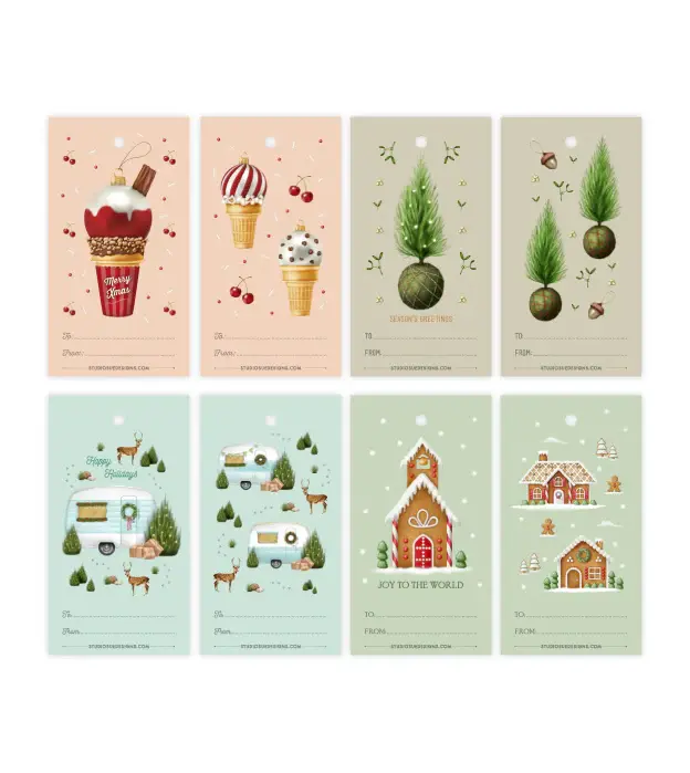 Thumbnail: 'NOSTALGIC NOEL' GIFT TAGS by STUDIO SUE (Set of 8)