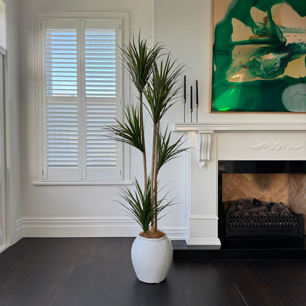 FAUX DRACAENA INDOOR TREE 2m (IN WHITE or EARTH Pot) 1.8m without Pot