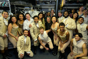 Cast of Hamilton backstage at the Richard Rodgers Theatre